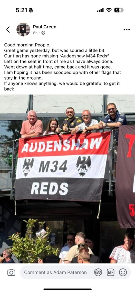 Mate of mines had his flag taken last night. Anyone knows anything about its whereabouts let me know please.