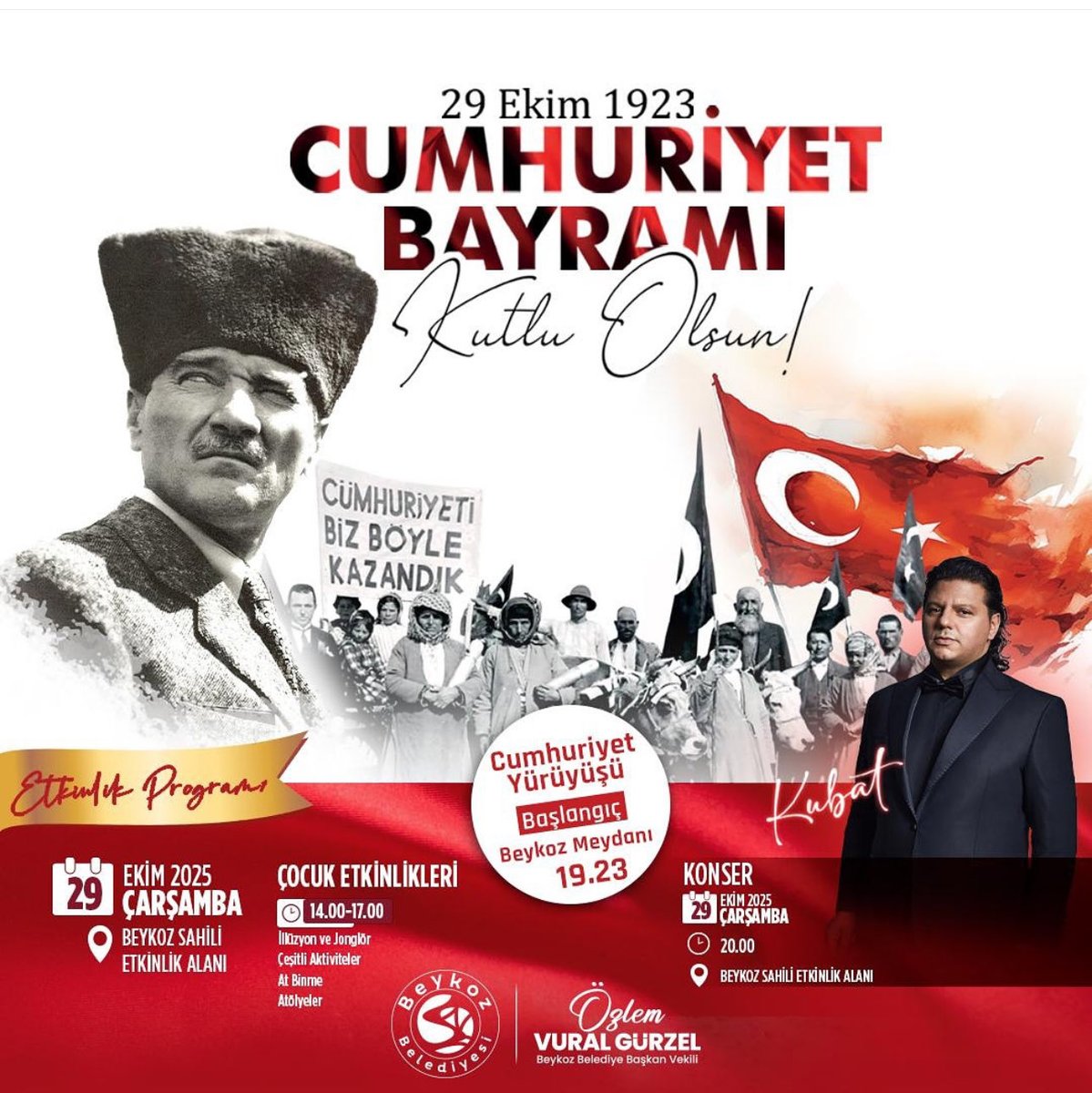 29 Ekim Cumhuriyet Bayramı Konseri 🇹🇷   saat 20:00’de
Beykoz Sahili Etkinlik Alanı