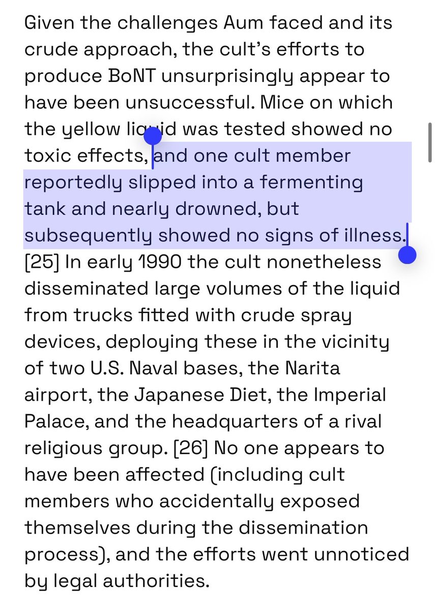 thisischristina's tweet photo. Learning more amazing stories from the “we tried to make bioweapons but it was too hard” genre https://t.co/a7JMaZ8GLX