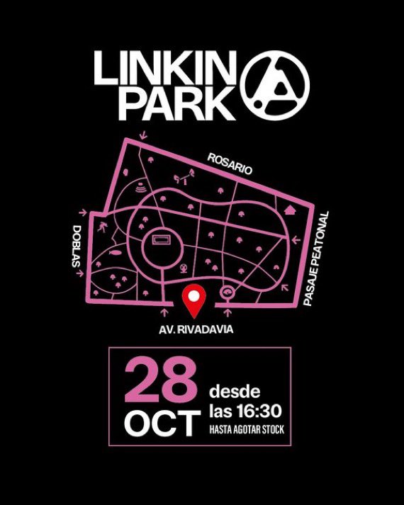 🎫 El equipo de Linkin Park va a hacer un evento en Parque Rivadavia antes de su show en Buenos Aires y van a regalar medialunas