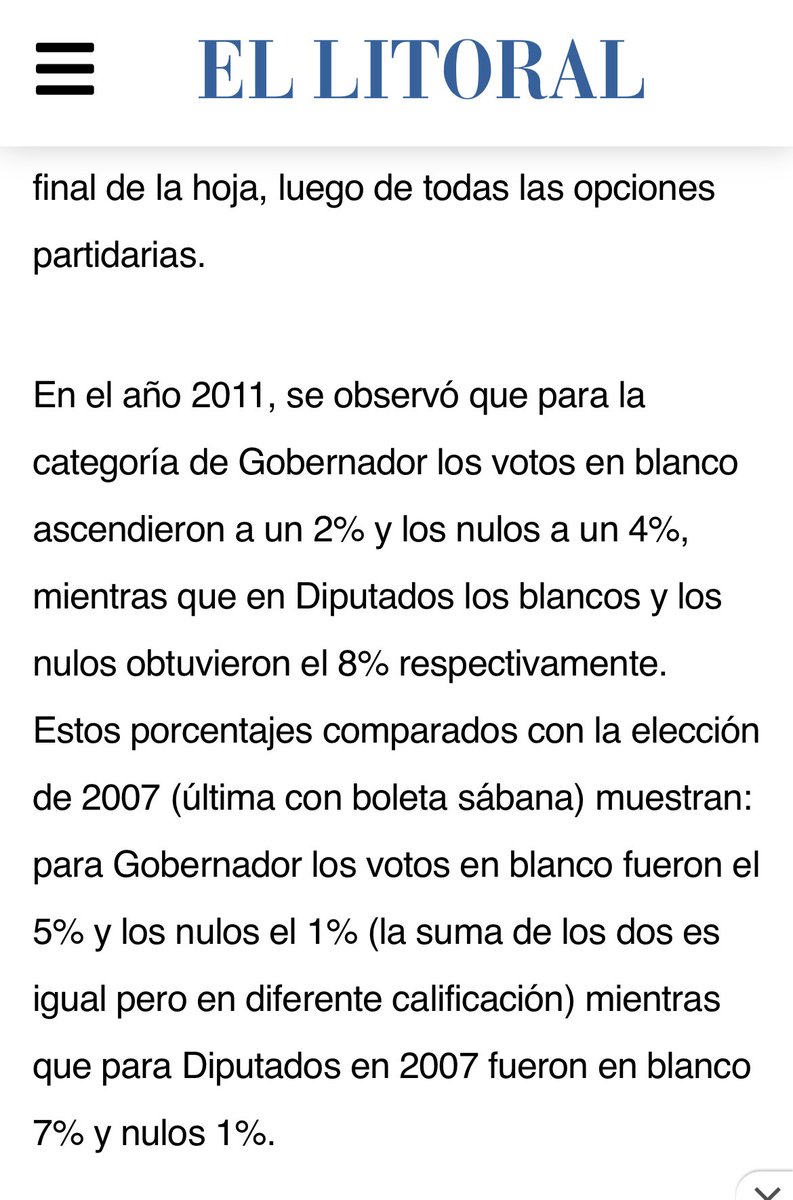 sebalacunza's tweet image. Hola Luis. El tema es que el sistema electoral debe ser lo más inclusivo posible para el que se olvida los anteojos, o no tiene plata para pagarlos, o votó décadas con un sistema y ahora se puede sentir inhibido a sus 80 o 90.

Mirá esto que marcaban en El Litoral. Voto nulo o…