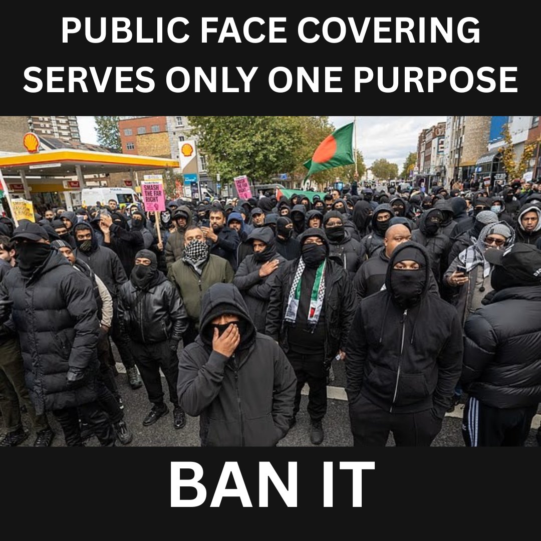 Who agrees all face covering in public should be banned?