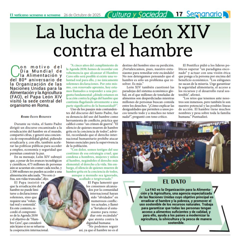Ramiro_Escoto's tweet image. Hoy escribimos en el @semanariogdl , el @Pontifex_es habla del #Hambre en el mundo y la responsabilidad de la autoridad cuando hace uso de esta palabra para hacerse de #Poder.