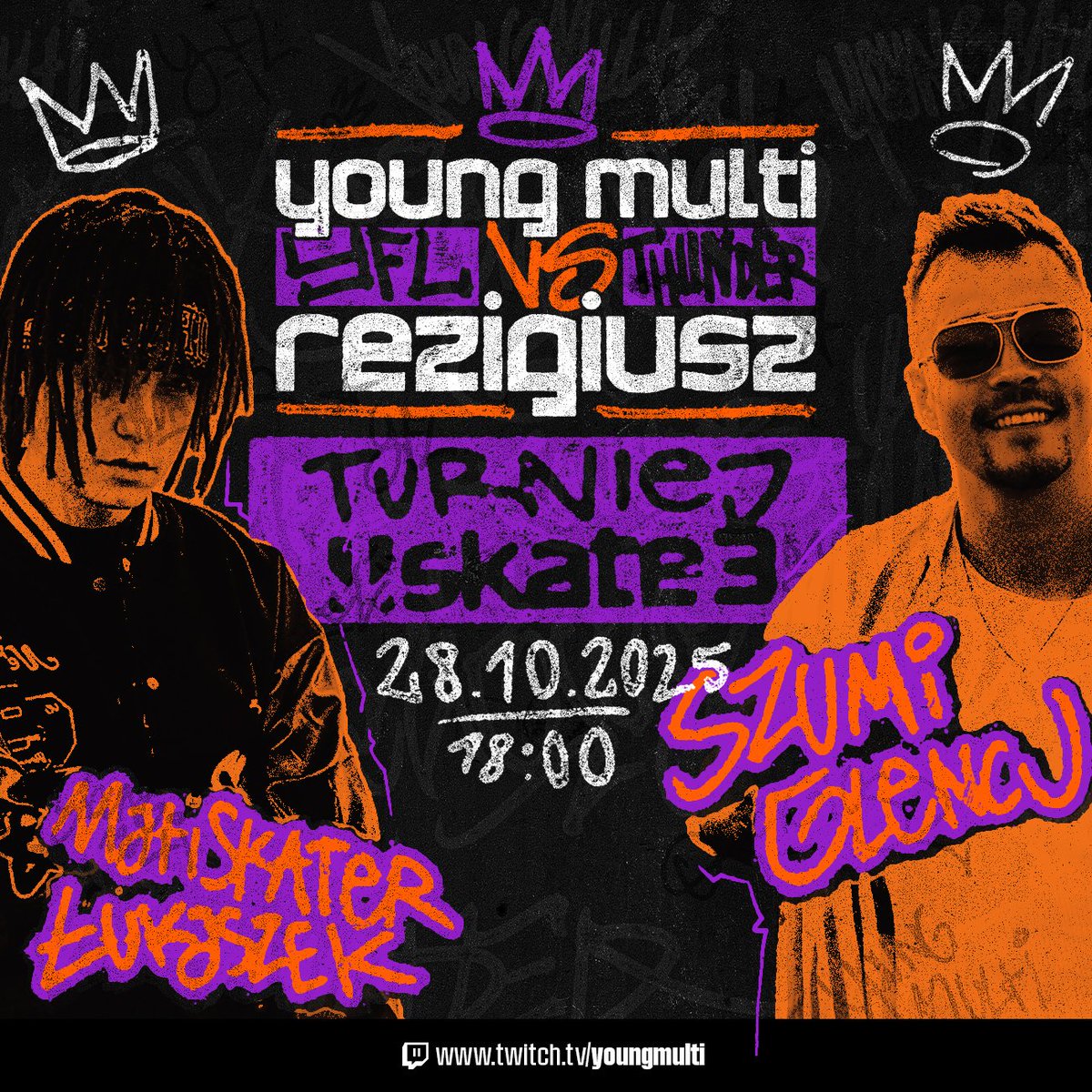 Już w ten wtorek (28.10) o godz. 18:00 odbędzie się stream Young Multi vs Rezigiusz w grze Skate 3! W turnieju wezmą udział Matiskater, Łukaszek, Szumi i Glencu. Stream odbędzie się na moim kanale na Twitchu 🛹