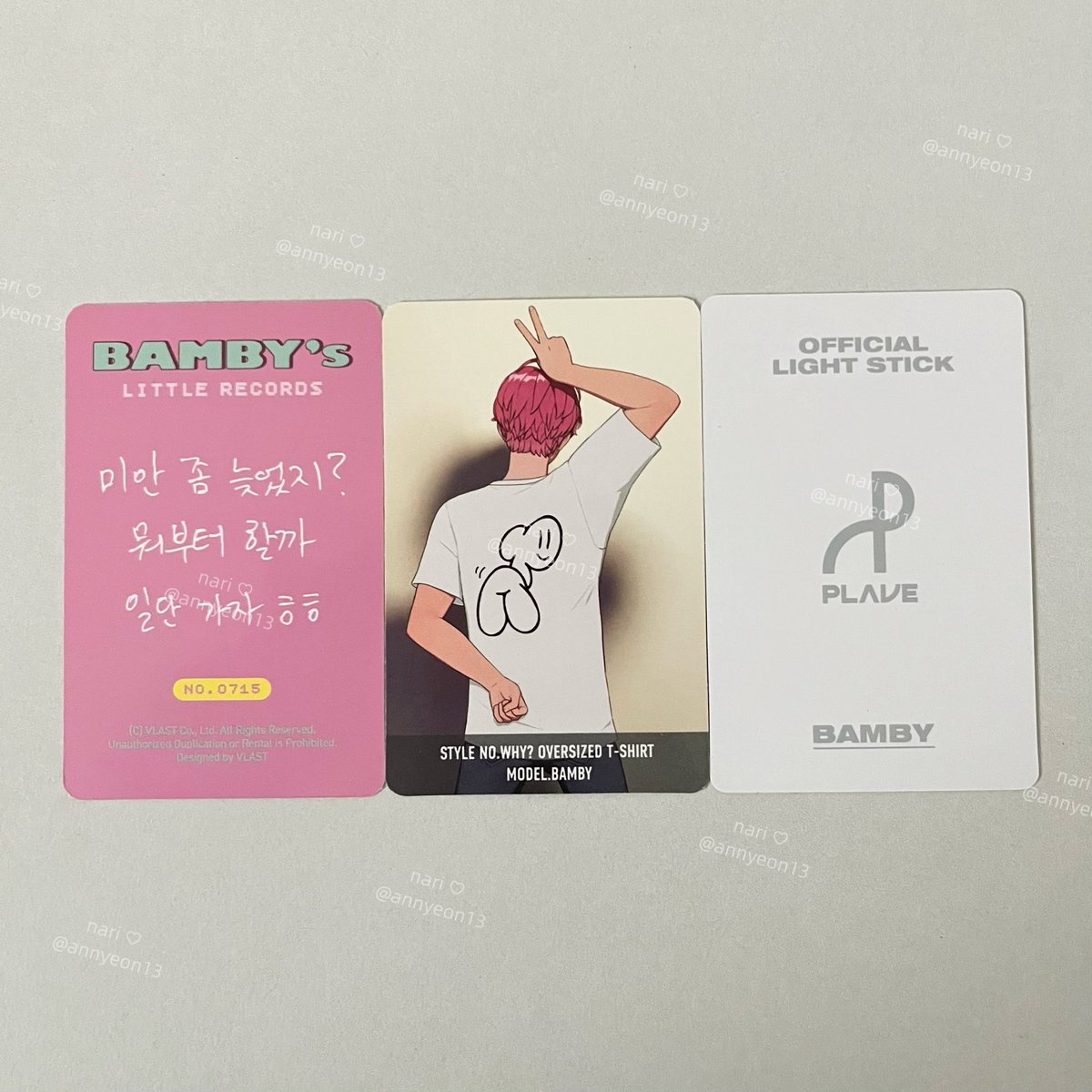 annyeon13's tweet photo. ( wts / พร้อมส่ง ) 

แบมบี้ 3 ใบ 300 รวมส่ง 

#ตลาดนัดplave 

* การ์ดไม่มีตำหนิ ไม่สะดวกถ่ายเพิ่มเติม https://t.co/uWuuP3N4DL