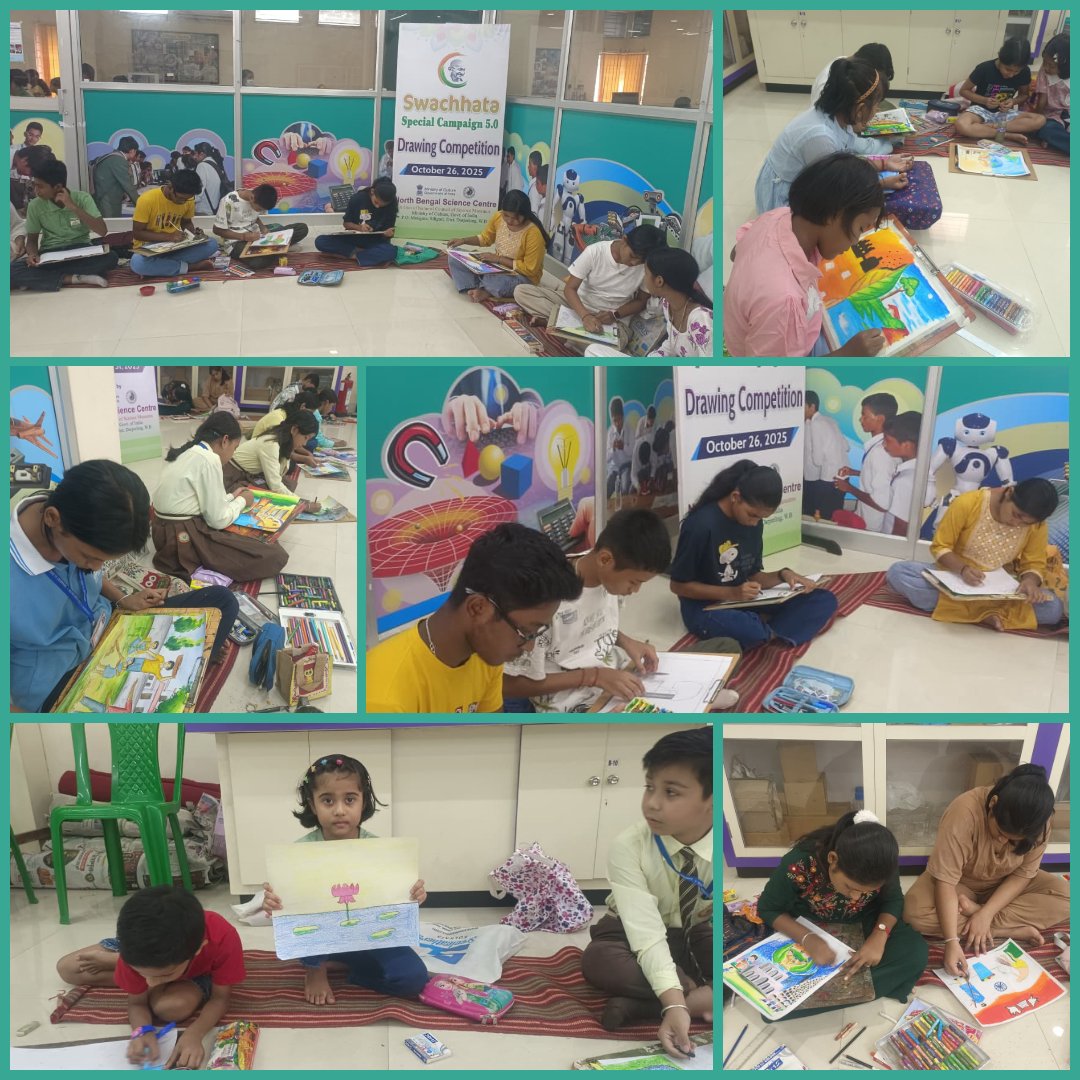 Painting a Cleaner Tomorrow! ✨🎨

As part of #SpecialCampaign5, <a href="/nbscsiliguri/">North Bengal Science Centre, Siliguri</a>, a unit of <a href="/ncsmgoi/">National Council of Science Museums-NCSM</a>, <a href="/MinOfCultureGoI/">Ministry of Culture</a> organised a Sit &amp; Draw Competition to inspire creativity and spread awareness about cleanliness and environmental care.

#CleanlinessMatters #CleanIndiaGreenIndia
