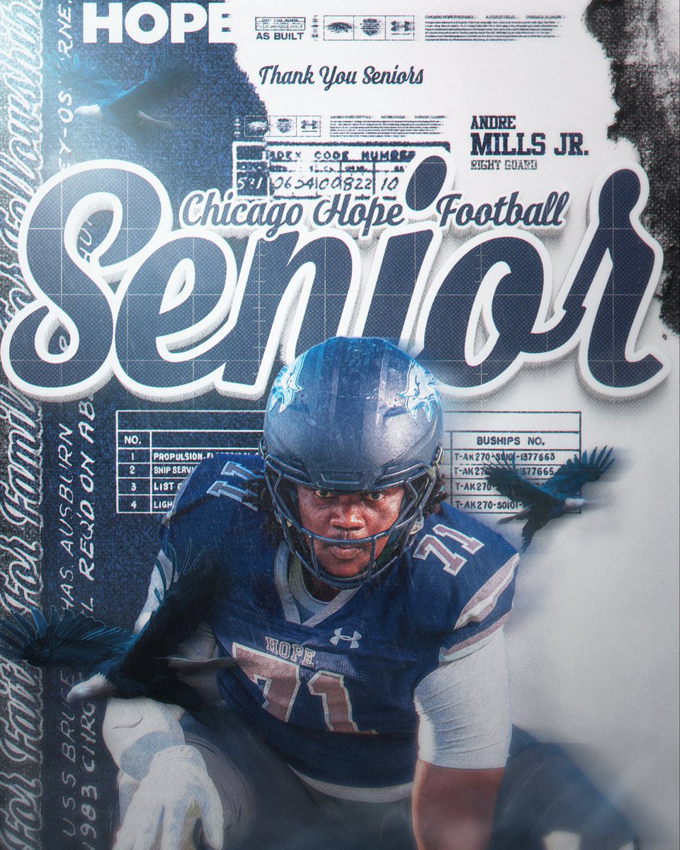 Celebrating Senior week 
#71 Andre Mills Jr  Offensive Line Captain 
 
🏈 #FlyEaglesFly 🦅 Chicago Hope Academy