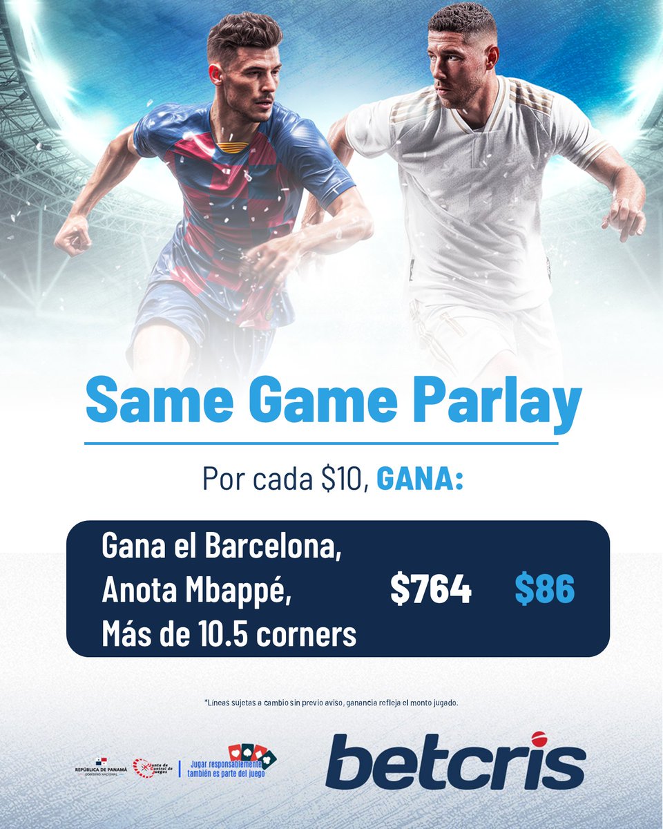 A pocos minutos del Clásico español. ⚽🇪🇦

Entra a Betcris y juega con los Same Game Parlay disponibles para este partido.

Gana y cobra rápido tus ganancias.💸 bit.ly/PanamaBetcris2…