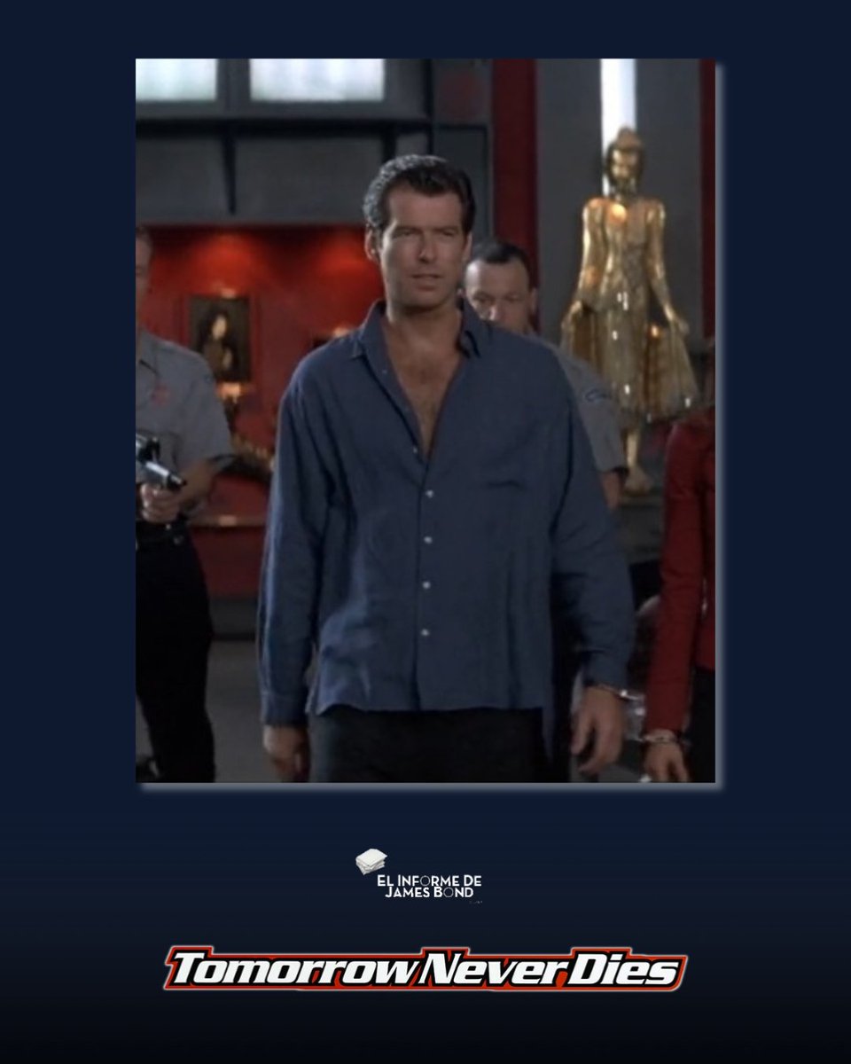 ELEGANCIA PARA LA ETERNIDAD 👔 En la película "El Mañana Nunca Muere" de 1997, vemos una sola vez a 007 de manera casual.

Luego de ser capturado en Vietnam, junto a Wai-Lin, Bond lleva una camisa de lino azul oscuro bien holgada y pantalones negros.

#JamesBond #PierceBrosnan
