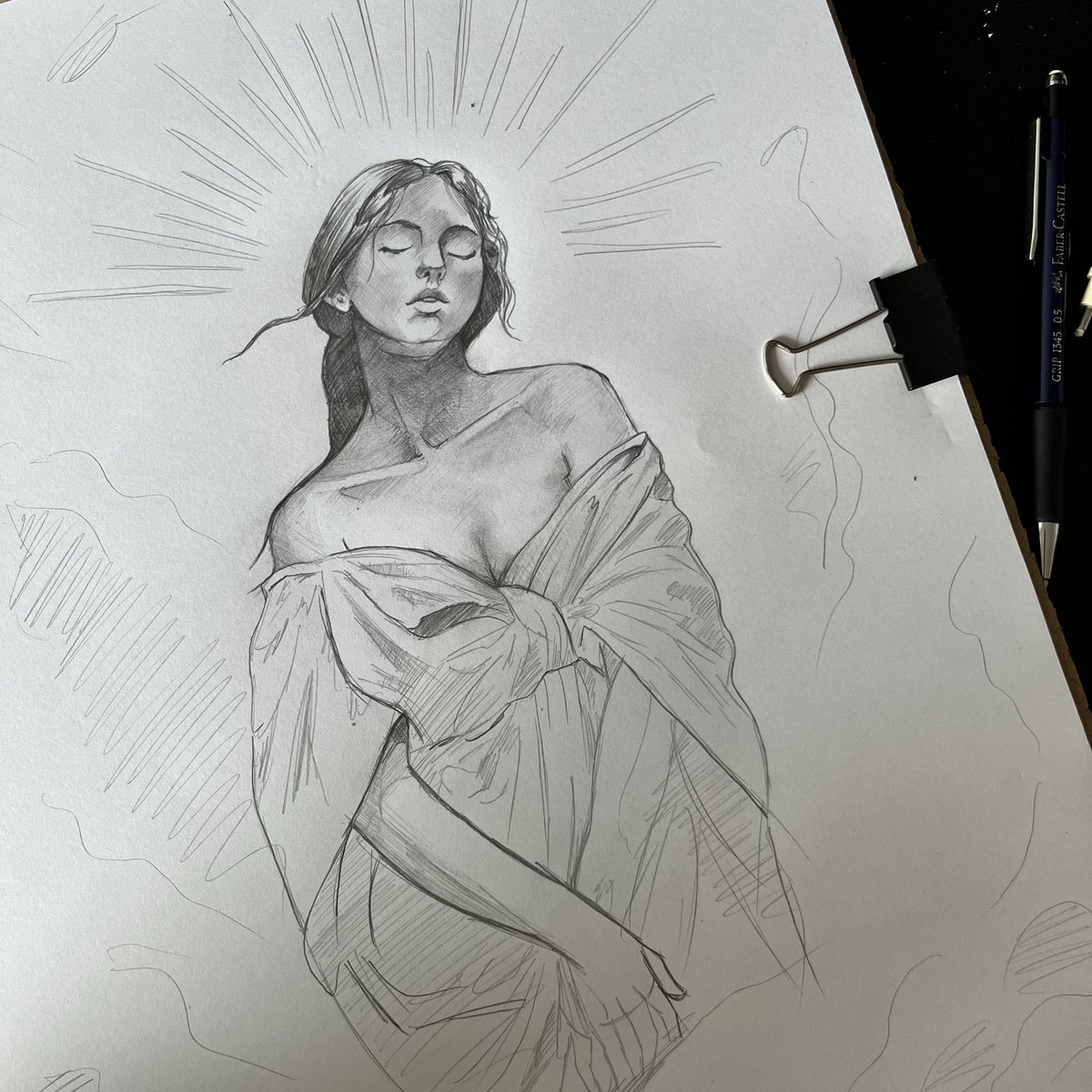 La_Nether's tweet photo. Quétude céleste

Petit croquis avant de passer à la peinture à l’huile. Je sais pas encore quand j’aurais le temps pour commencer.

#drawing #artwork #pencilgraphite #artist #oilpainting #sketch #sketchbook #charcoal #sacredart #religiousart https://t.co/ZvDf6OSeiR