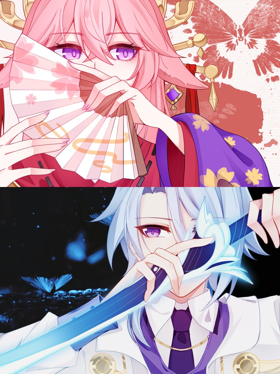 「繁花锦绣堆，风月如歌吹」
堆一堆以前的柏樱
很久以前找朋友约的稿，忽然想起来这边还没发过
今年太忙了还没有给柏樱产多少东西啊（瘫
#柏樱 #yaeyato #GenshinImpact