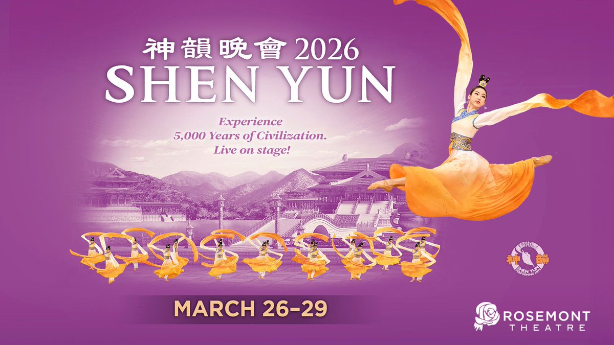 Journey through 5,000 years of civilization 🌏 Shen Yun returns to the Rosemont Theatre March 26–29! 🩰✨ Experience the beauty of classical Chinese dance and music! 🎶 #ShenYun2026 #RosemontTheatre #CulturalExperience