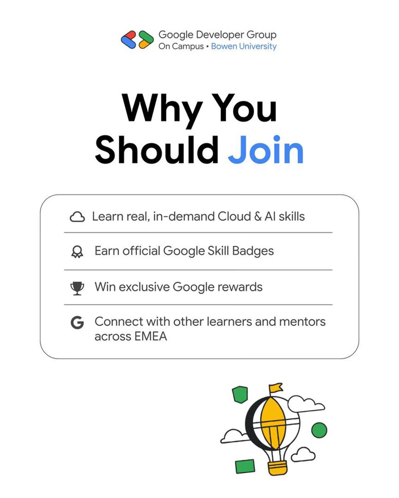 gdgoc_bowen's tweet image. Google Cloud studyJam2025 is not just a program ,it’s an experience.
Hands-on labs. Cool badges. Real impact. 
•Sign up before NOVEMBER 20!
Copy the link in the comment section and paste in your browser or Scan the QR code!!
forms.gle/K25hVSUPf3TK1U…