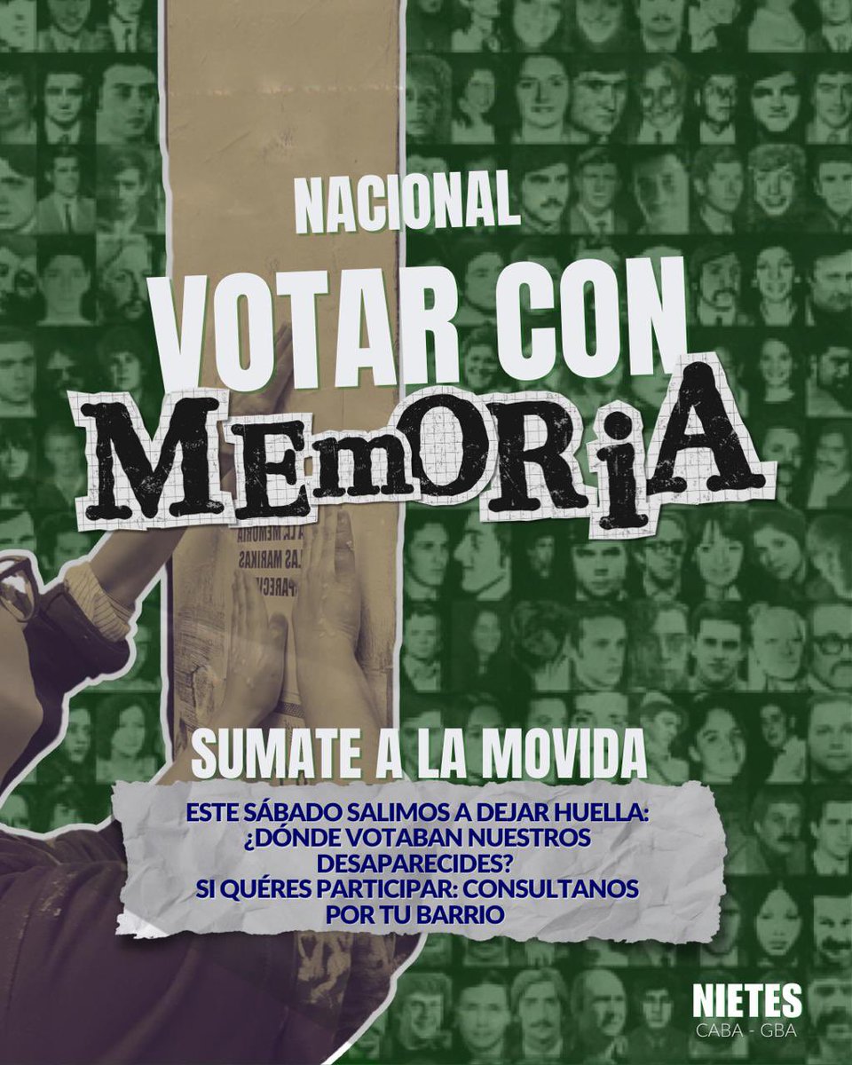AsaPopPDorrego's tweet image. Este 26 de octubre en la CABA deberían votar vecinxs, trabajadores y estudiantes pero no podrán hacerlo por el accionar sistemático de la última dictadura que lxs detuvo, desapareció y asesinó.
SOSTENEMOS: Son 30.400 presentes. 
Luchamos contra la impunidad de ayer y de hoy.