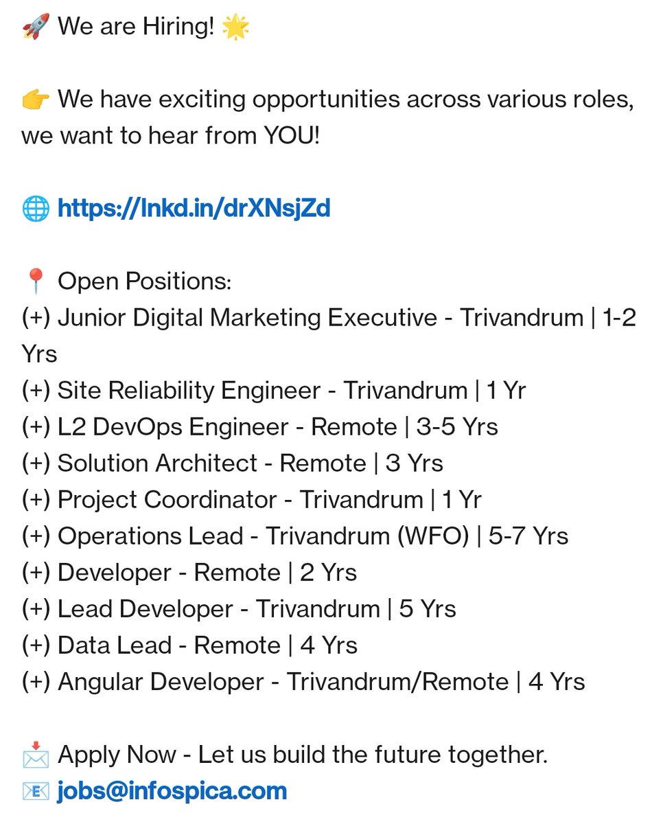 Amar___Gaikwad's tweet image. #नोकरी अपडेट!!!
#hiringalert #HiringNow #itjobs #Rojgar #job #मराठीनोकरी