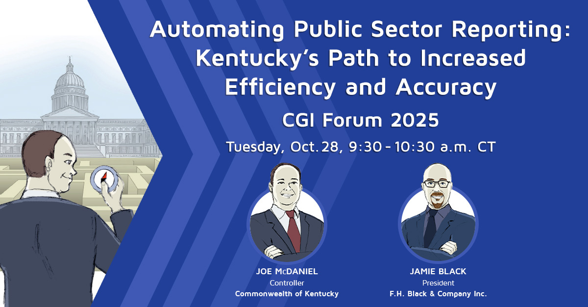 fhb_inc's tweet photo. CGI Forum Attendees: Don't miss our session: "Automating Public Sector Reporting: Kentucky’s Path to Increased Efficiency and Accuracy." Join Joe McDaniel &amp; Jamie Black to explore how Kentucky overcame manual processes, tight deadlines, &amp; shifting requirements with automation. https://t.co/b1851P6YvJ