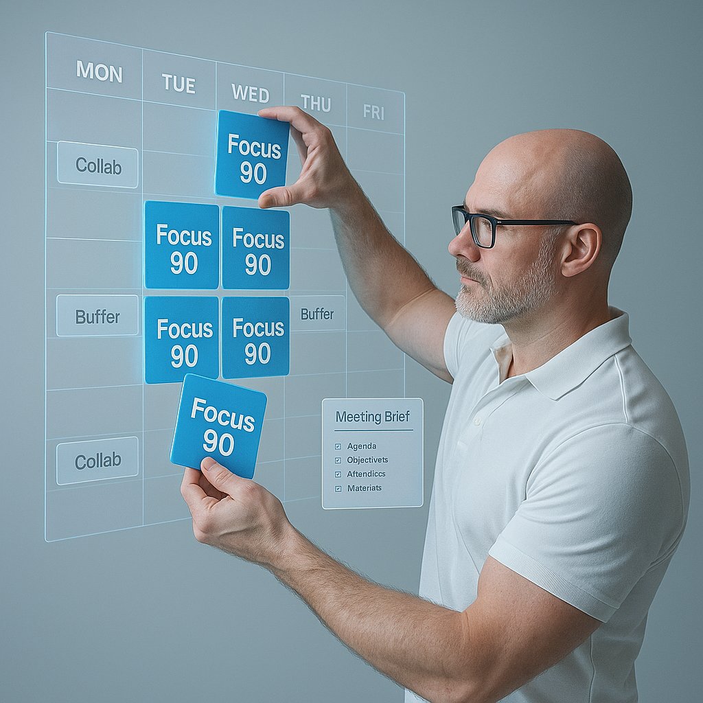 VoiceOfAI's tweet image. 🗓️🎯 Protect deep work. Set default focus windows, 90 minute minimum blocks, 15 minute buffers, tag meeting types, auto attach briefs. ✅ More deep work, better meetings, less calendar Tetris. DM for the co pilot rulebook. #Productivity #Focus #AIWorkflow