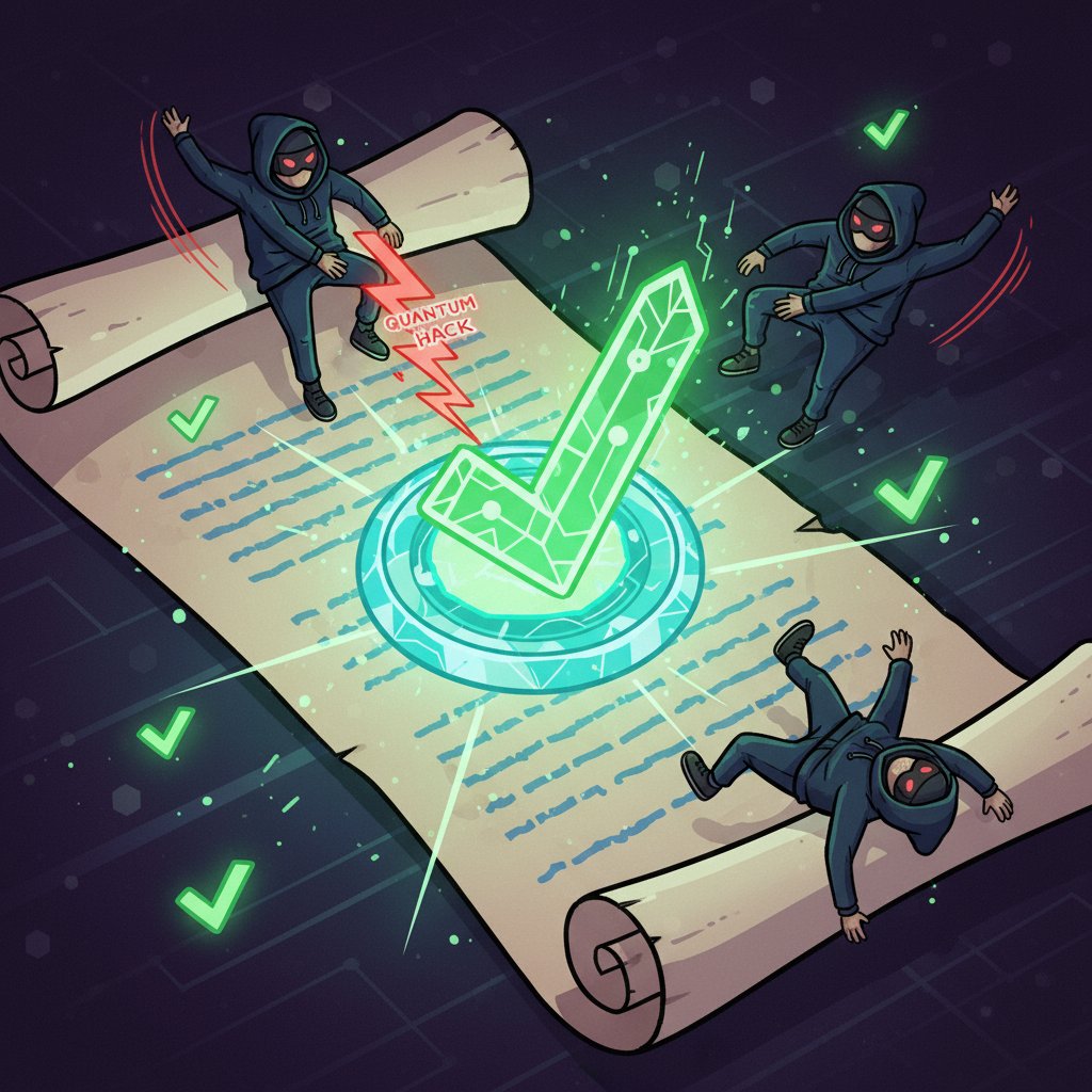 AnalistaMaestro's tweet image. 12/20
Firma digital: ML-DSA (Dilithium). Verifica identidades sin claves vulnerables.
Basado en lattices también. Imagina firmar contratos blockchain que ni un superordenador cuántico falsifique. ¡Adiós, fraudes! ✍️ #MLDSA #FirmaDigital