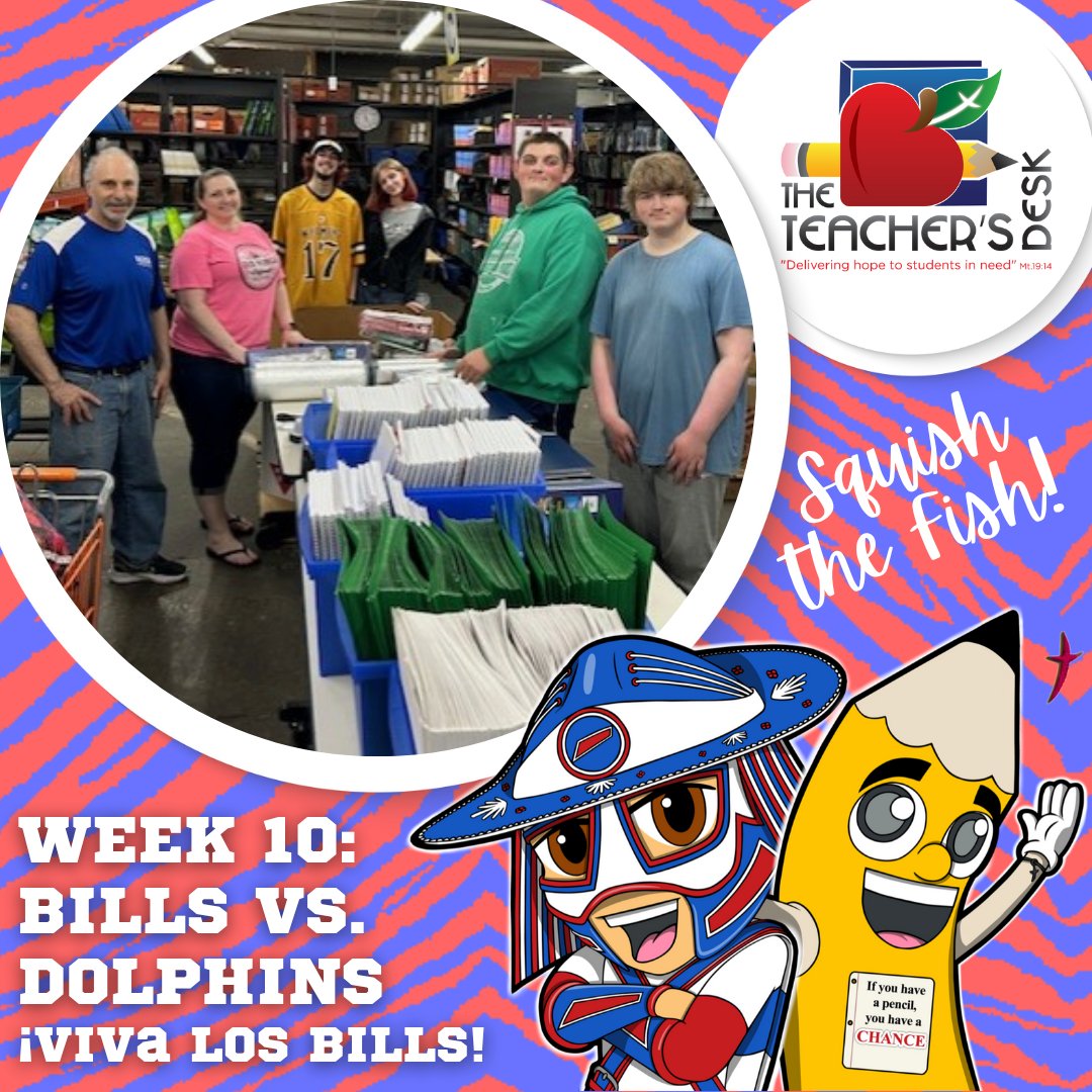 Bills vs. Dolphins! Let's Squish the Fish! We’re so blessed to have Bills Mafia supporting PanchoPacks and helping students in need. Learn more about how you can support PanchoPacks: theteachersdesk.org/panchopacks