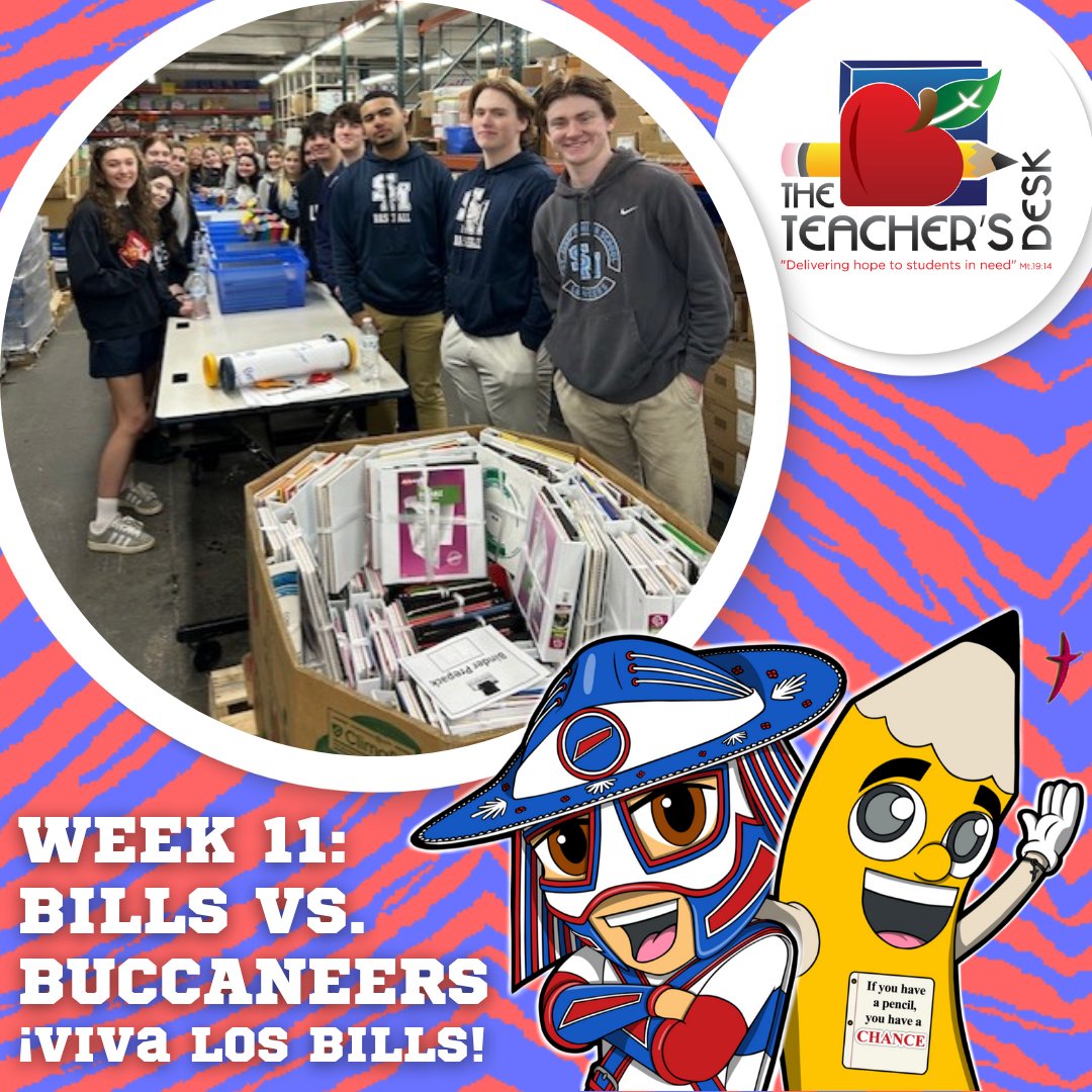 Bills vs. Buccaneers today! Thank you, Bills Mafia, for supporting PanchoPacks. Want to help pack PanchoPacks? Email us at volunteer@theteachersdesk.org to get involved!