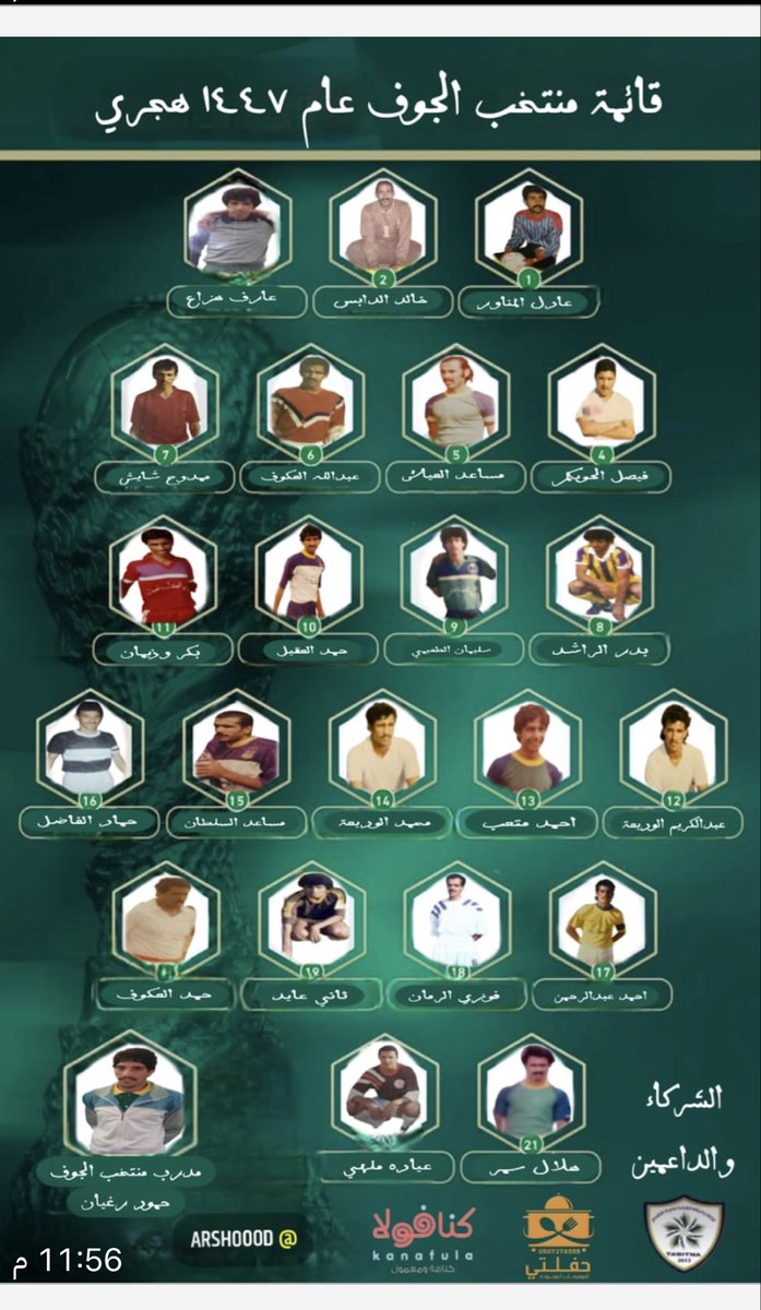 في بادرة  رياضيه تاريخيه وبجهود فرديه تطوعيه استطاع الاعلامي الرياضي ونجم العروبه والمنتخب لكرة اليد سابقا الكابتن ابراهيم الرشود ان يجمع قدامى اندية منطقة الجوف لكرة القدم : القلعه والعروبه والجندل والانطلاق والمسيره مع قدامى اندية منطقة الحدود الشماليه : بدنه والتضامن والصمود