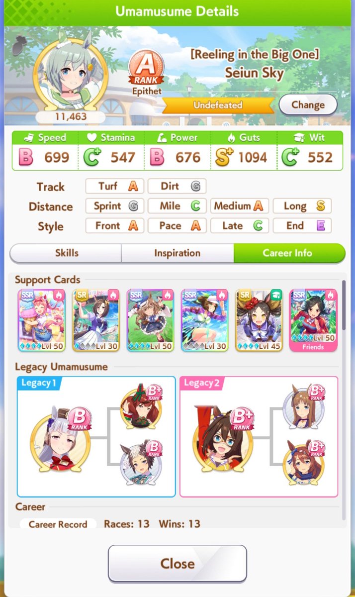 aulues's tweet photo. @umamusumebase Parent 6* power 12* stamina, supoka full guts+mlb marvelous sunday 😜😜
EZ Win triple crown enih https://t.co/vDWtcwtUYg
