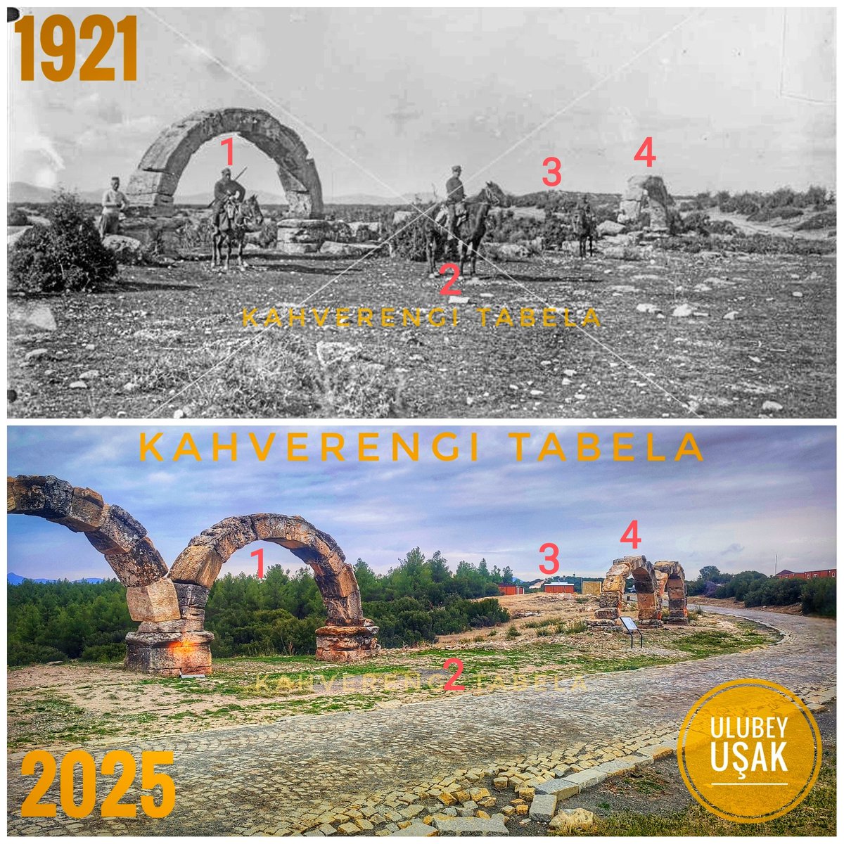 2. İnönü Muharebesi öncesi Türk ordusunun mukavemetini kırmak için güneyden  taarruza hazırlanan Yunan Süvarileri Uşak Ulubey İlçesinde bulunan Blaundus antik kentinde.

Eski fotoğraflardaki yapıların günümüzde yıkılmış olmasına alışmıştım ama bu defa tersi bir durumla