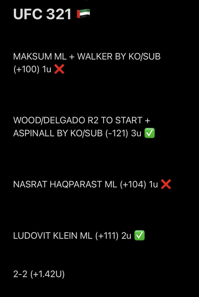 Luv__Mma's tweet photo. RECAP ✍🏻

2-2 (+1.42u) 

NOT BAD BUT NOT GOOD https://t.co/otQtmyfQe2