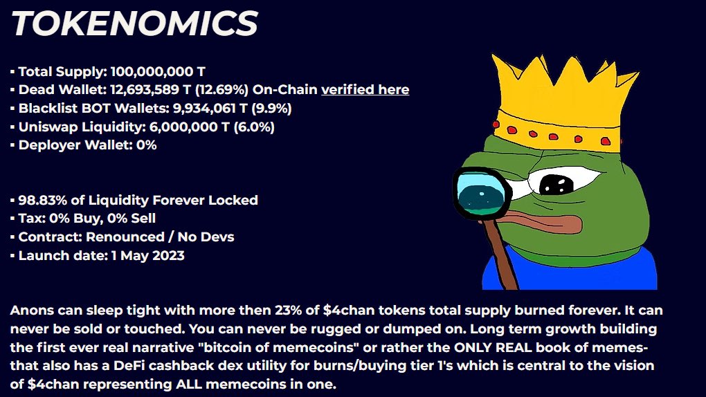 #4CHAN🚀🔥BUY NOW💎 No CEX=no manip ❌ Uniswap only🦄 Pure comm 💥 13zeros+smallMC 👑 MEME KING since May‘23 🚫norug|🔒LP|🔥burned🌱organic 💎 Small$$=potential millionaire maker 🌕 No whales—U can be one🐳 Early buyers win ⚡ Mkt red? Time to load🚀 BUY→app.uniswap.org/#/swap?outputC…