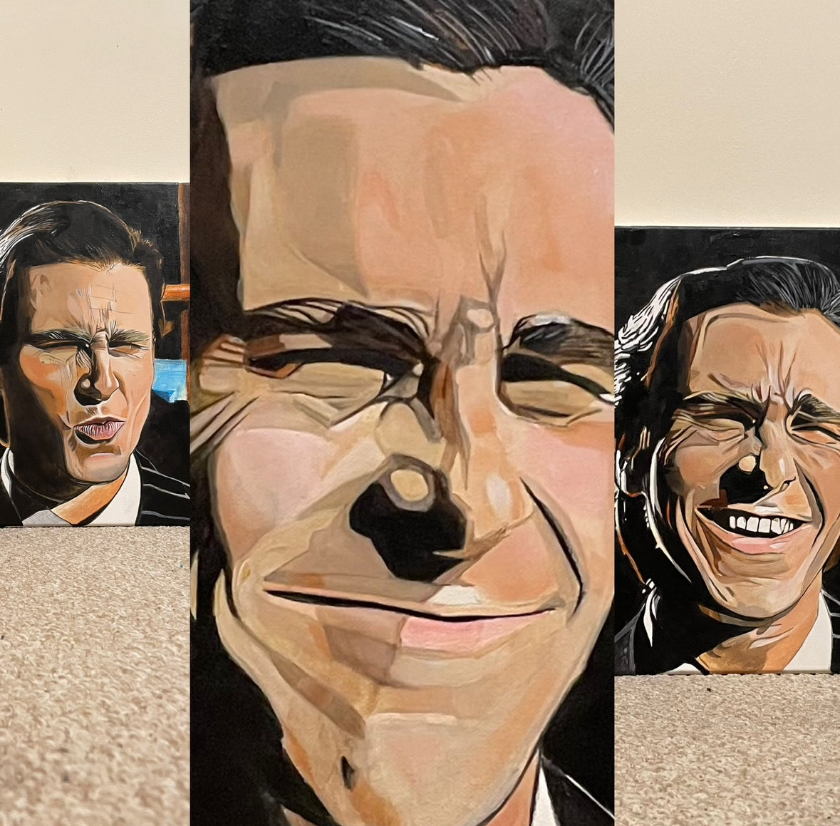 shanemdesigns's tweet photo. @JaredLeto Now the full #triptych Patrick Bateman #artwork from American Psycho.

Swipe through to have a closer look 👀 

#artist #movies #film #portrait 

🧵👇 https://t.co/4gvaDRYUib