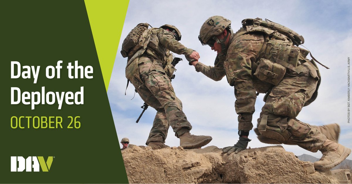 DAVHQ's tweet image. On #DayOfTheDeployed, DAV honors the brave men and women currently serving far from home. Their courage, dedication and sacrifice remind us that freedom comes at great sacrifice for some. To all who are deployed, and to those waiting for their safe return, we salute you.