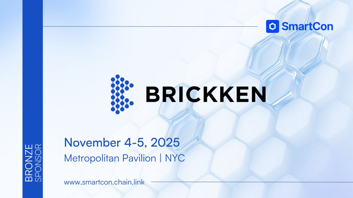 Investor_ruthh's tweet photo. >> @Brickken is joining Chainlink SmartCon in New York as a Bronze sponsor, where they’ll present new innovations and reveal their roadmap toward 2026. 

After a strong showing at Token2049 Singapore, they’re continuing their global push  next stop, NYC on Nov 4–5 at The Metropolitan Pavilion.