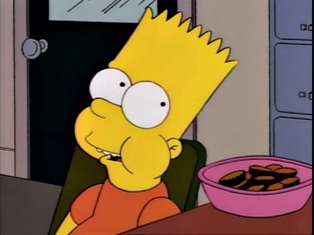 Bart, I've barely been here a-a good solid week... and you've been sent to my office 11 times.

Now that I have peanut butter cups, you seem to be getting in trouble every hour.

Must have been a coincidence.

#TheSimpsons
