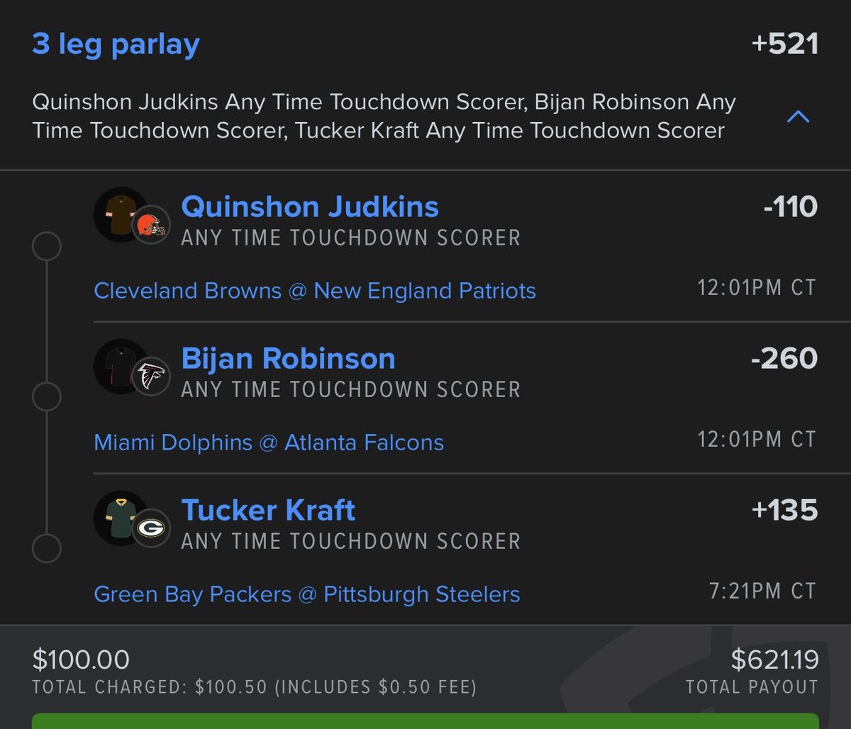 DrRobinBets2025's tweet photo. Anytime Touchdown play for today! Lets goo!!! #NFL #touchdown #anytimetouchdown #Parlay #fanduel #DraftKings https://t.co/RjmptfBQQR