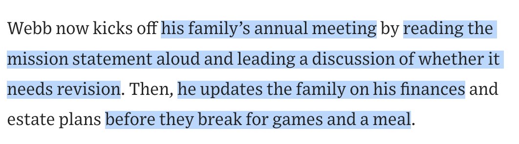 ramit's tweet image. I really enjoyed this @WSJ article on family mission statements

Some of these examples might seem weird to you, but I want you to see how ultra-wealthy families handle money, because you can pick and choose and apply those same lessons to your family