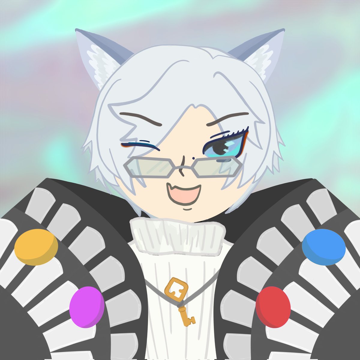 try to caption sensei' characteristics into a chibi portrait 
(=⊝ᆽ⊝=) i would say at least i get the gems color correct...right...? 最喜歡有貓耳的老師🥸
#FeileaCanvas