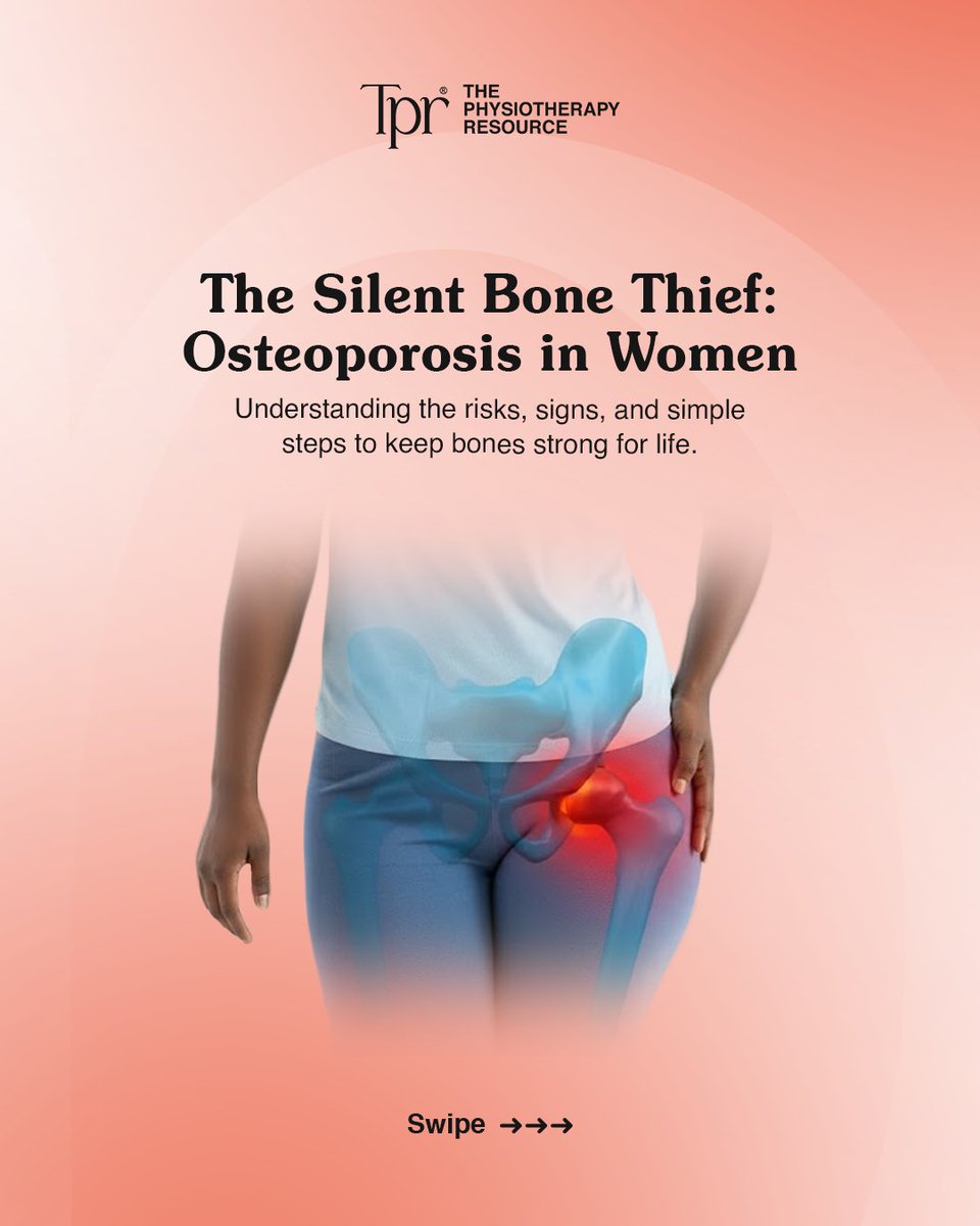 The_P_Resource's tweet photo. The Silent Bone Thief: Osteoporosis in Women 🦴💔

Osteoporosis silently weakens bones, increasing fracture risk. 💪 But knowledge is power! Swipe to learn about:

✅ Osteoporosis risks and symptoms
✅ Exercise and nutrition for bone health https://t.co/JtsOuiM69M