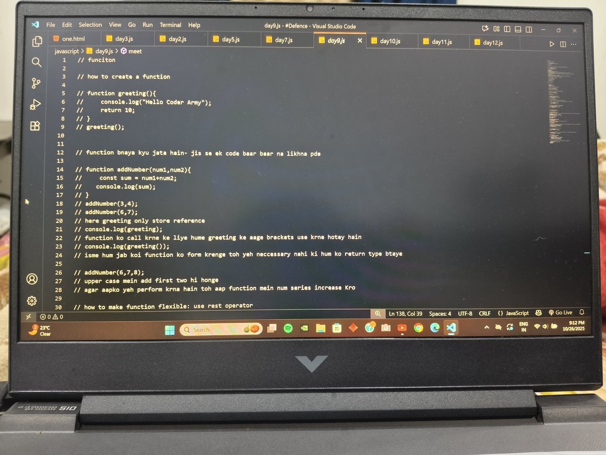 gigpulse72457's tweet image. ✅ Day 23 &amp;amp; 24 of my Web Development journey completed!

📖 Today’s learning in JavaScript ⚡:

Objects — storing real-world data using key–value pairs 🧩

Functions — making code reusable, dynamic &amp;amp; powerful .

#WebDevelopment #Defense #CoderArmy #JavaScript
