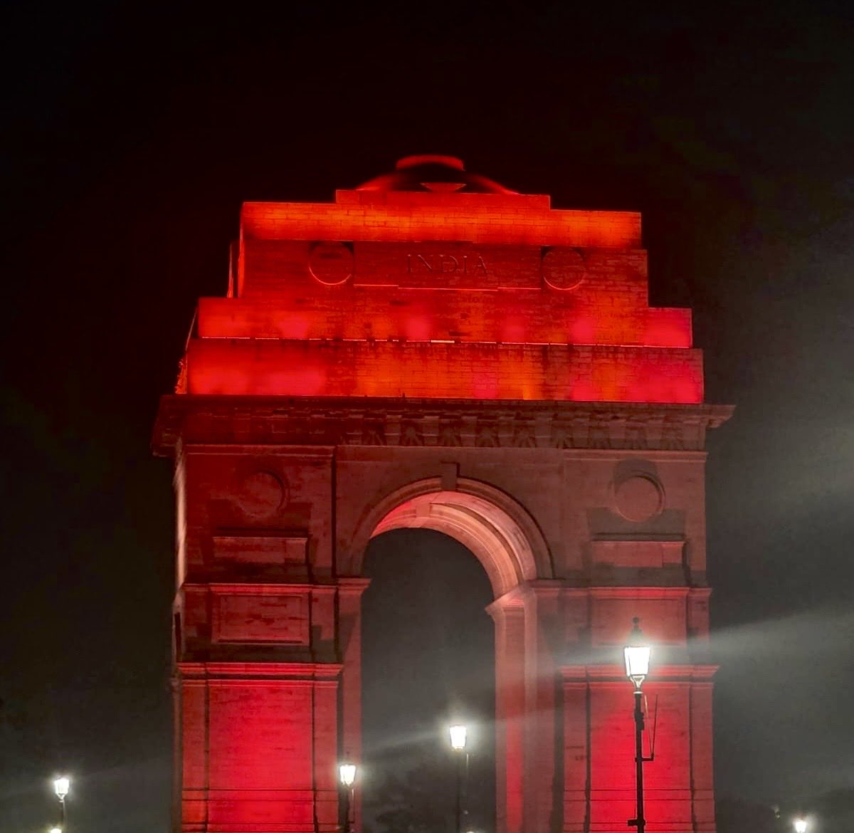 Was walking down Kartavya Path and saw the India Gate glowing red - such a beautiful sight. Apparently it’s part of the #GoRedForDyslexia campaign. Kudos to <a href="/itsmeNoopur/">Noopur Jhunjhunwala</a> &amp; <a href="/ChangeInkk/">ChangeInkkFoundation</a> 
#DyslexiaAwarenessMonth