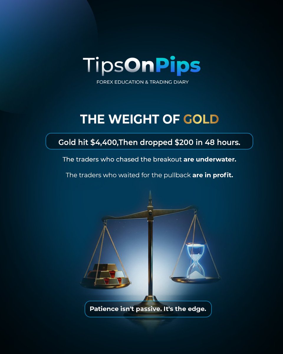 tipsonpips_'s tweet image. Gold punished impatience again.

The breakout traders are stuck.
The patient ones are collecting.

Patience isn’t waiting — it’s precision.
#TipsOnPips #Gold #ForexTrading #TradingMindset #PriceAction