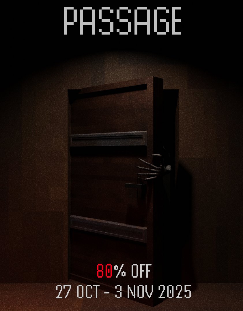 FibeerDev's tweet photo. PASSAGE is going on an 80% discount as part of the Steam Scream Fest 2025!
Get it here: https://t.co/lC24qKQfgp
#PASSAGE #steamsale #ScreamFest2025 #horror #indiegame https://t.co/sNOZehsfT0
