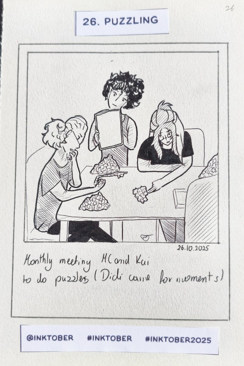 wixobemk's tweet photo. Inktober 2025 - Day 26 Puzzling
~wixobemk

#inktober #inktober2025 #drawing https://t.co/2O50RhZ34r