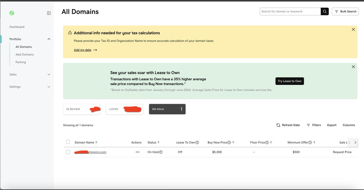 KenLin1985's tweet image. When I saw “On Hold (1)” on Afternic, I got excited for a moment… but then I clicked in and realized it was a .com I dropped two years ago — long gone from my portfolio. Now I just hope that deal doesn’t go through, and I don’t get that “Congratulations!” email from Afternic…😫