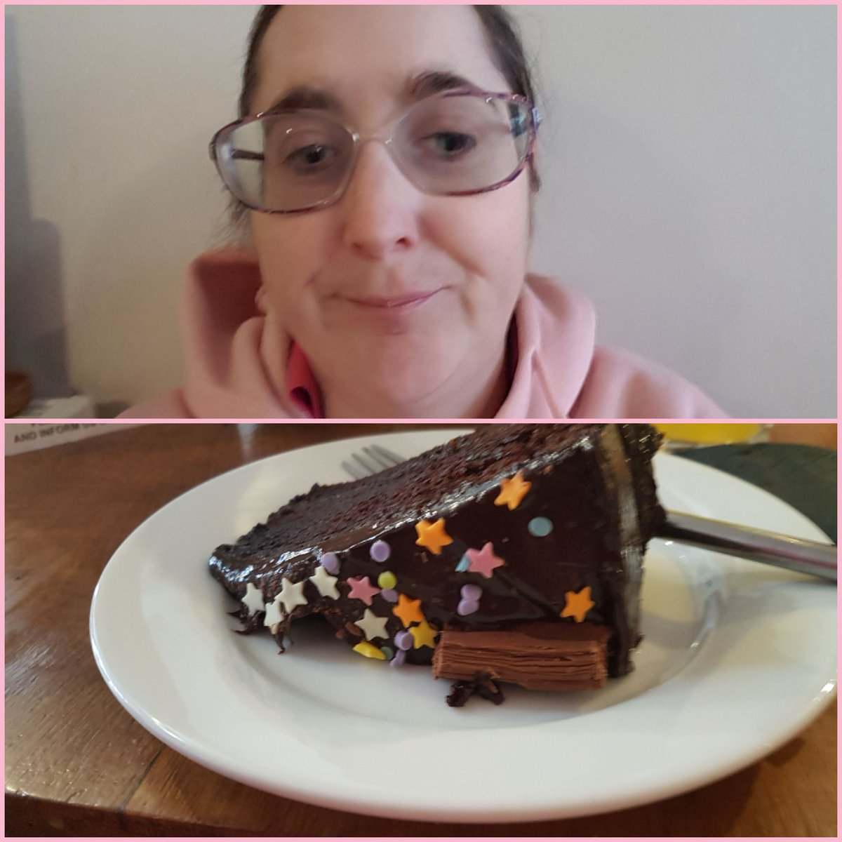 Hi,how are you all? Been out and about and had chocolate cake to try cheer me up,hope you're having a super Sunday? Please be kind or be blocked! 🙂 #SundaySelfie #chocolatecake #supersunday #bekindorbeblocked