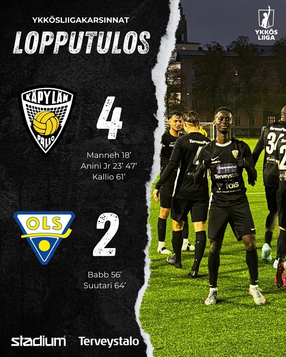 VOITTO😍🔥 KÄPA SÄILYY YKKÖSLIIGASSA MYÖS TULEVALLA KAUDELLA!! 
Yhteismaalit 7-2, joten epäselvyyttä paremmasta ei lopulta ollut👏🏻

Kiitos.

#käpa #käpylänpallo #käpaedustus #helsinki #jalkapallo #ykkösliiga #ruutuplus #meneetunteisiin #jalkapallo