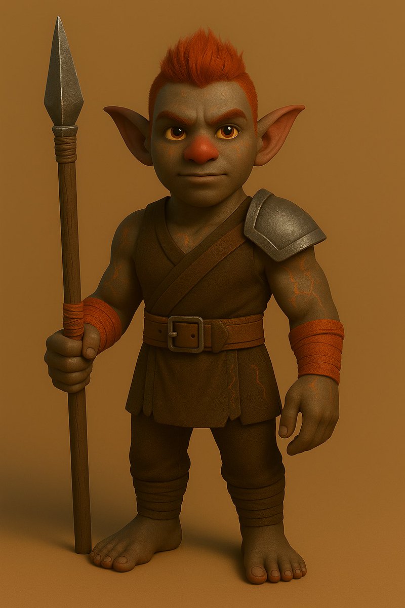 skoblin_'s tweet photo. 🪨 VARRIN
“The calm before the eruption.”

Tribe: 🌋 Ashfang Tribe
Clan: 🛡️ Rockhide Clan
Role: Ashfang Vanguard
Personality: Strategic, disciplined, unwavering under pressure

When the ground begins to rumble, the Rockhide Clan doesn’t flinch — because Varrin Emberhold is standing watch.

Marked by his ember-hued hair, volcanic skin tones, and a nose singed red by lineage, Varrin represents the hardened will of the Ashfang. But don’t mistake his silence for hesitation — behind his calm gaze lies the mind of a battlefield tactician. Every motion is deliberate. Every stance unshakable.

His magma-forged spear isn’t for show — it’s a tool of precision, discipline, and unmatched control. When Varrin commands the vanguard, even the fiercest tides of flame cannot break the Rockhide line.

🪨 ROCKHIDE CLAN
Renowned for their impenetrable defense and steady resolve, the Rockhide are the mountain’s spine — unbending and unbroken. Their warriors act as the tribe’s bulwark in both battle and belief, and Varrin is one of their most trusted sentinels.
CA: Go5Rv5FUM8Bmp9MPrPFAsARL6hDygHaMY6XrV7CGNPvM

🔥 “When the world burns around you, be the one who doesn’t flinch.”

#VarrinEmberhold #AshfangTribe #RockhideClan #SkoblinLegends #SkoriaGuardians #PixarCGI #TribalValor #MagmaVanguard
