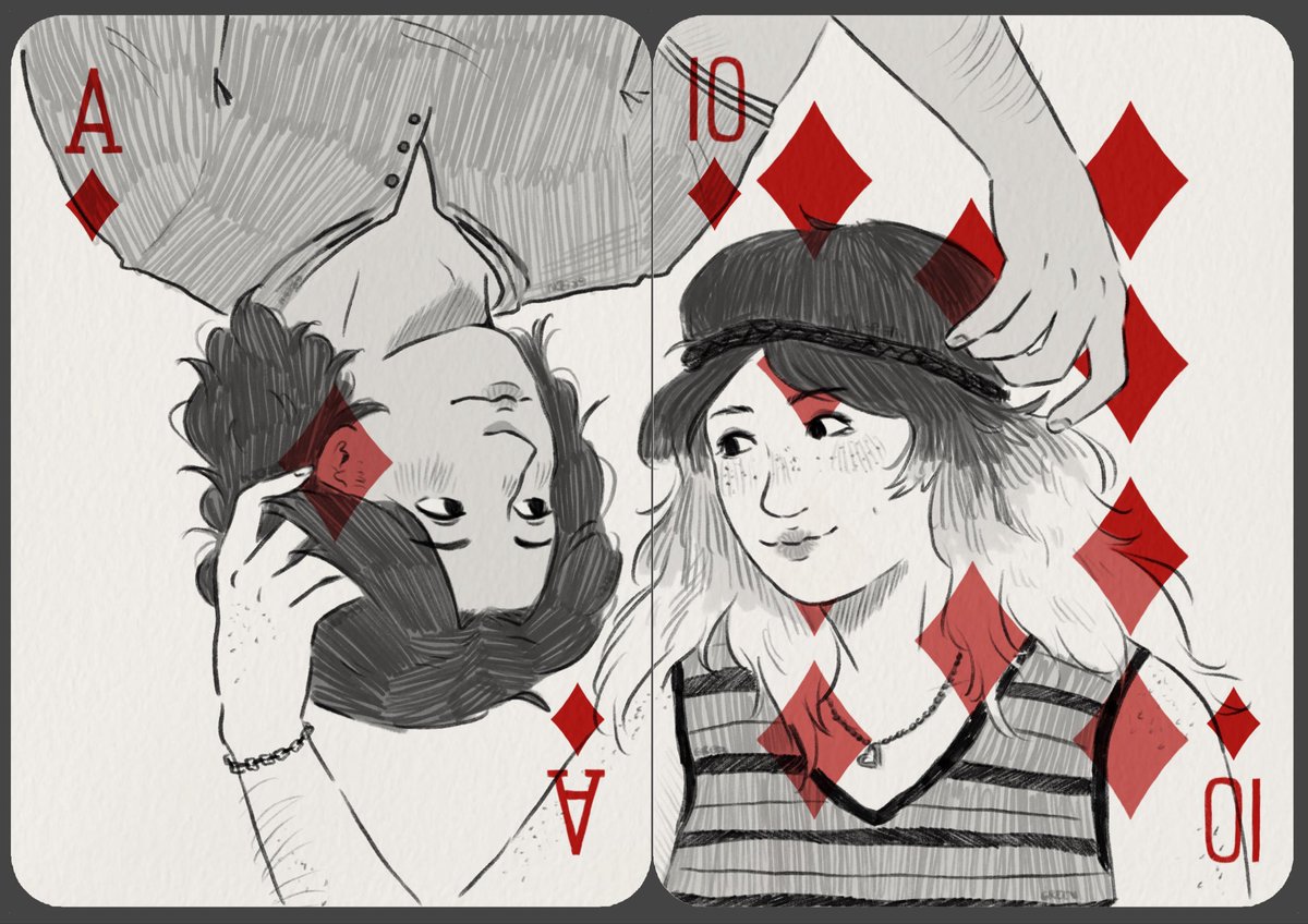 greengarlics's tweet image. Travnat with their s3 cards ♦️🃏
(Told you I’d continue to draw them)
#YellowJackets #yellowjacketsfanart #NatalieScatorccio #TravisMartinez #fanart
(Don’t repost on other platforms w/out permission)