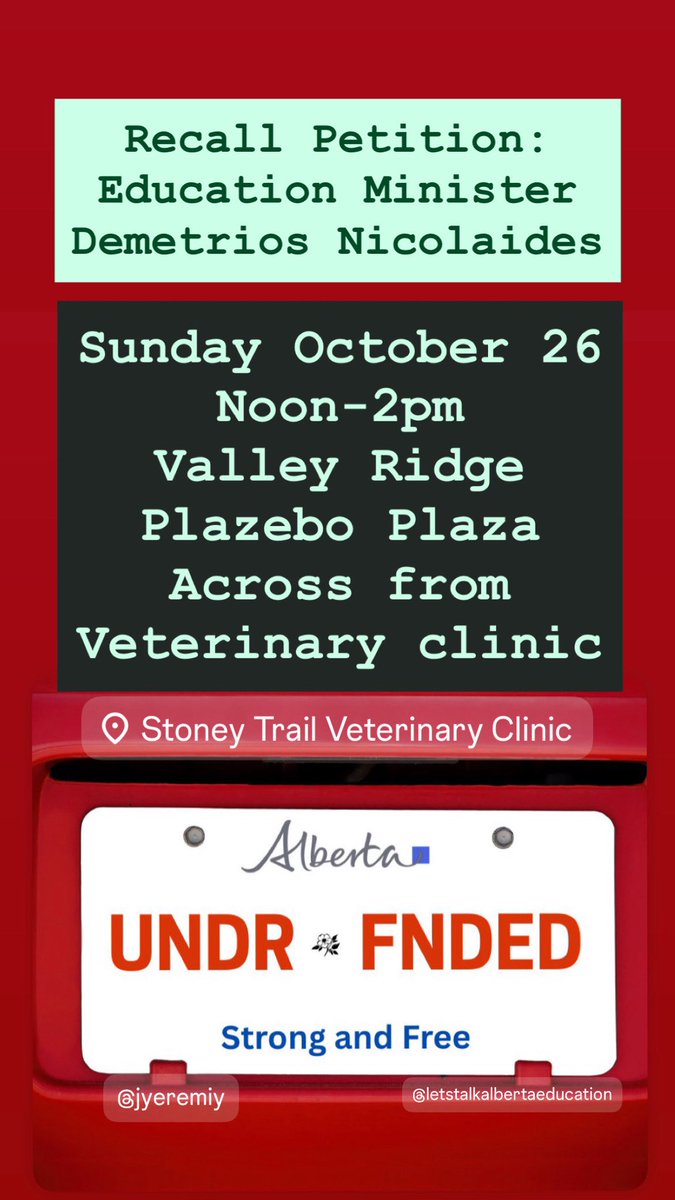 AB_Resistance's tweet image. Residents of Calgary - Bow visit these petition stations TODAY to sign the recall petition for the education minister.