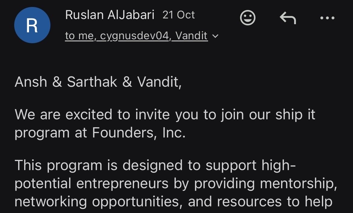 didn’t mention here

<a href="/aquanodeio/">Aquanode</a> got invited to <a href="/fdotinc/">Founders Inc</a> to join them in SF.