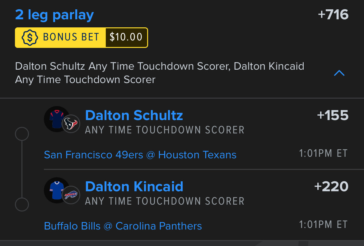 CupOfJoePicks's tweet photo. TE Day🤩🤩

My 4 TE exclusive plays are below. I’ll drop links in the replies. 

Each play that cashes I’ll do a $10 giveaway and when we cash all 4 I’ll do a $50 giveaway. All you gotta do is like and RT this post🔥🔥

Which TE scores today??

#DraftKings #GamblingX #NFL #TEday https://t.co/Cga15TTCjE
